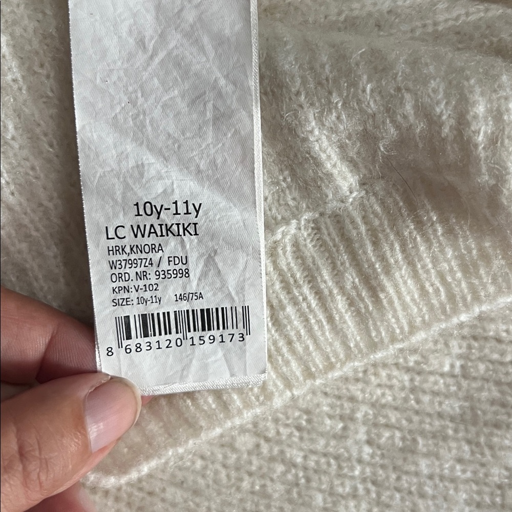 LC Waikiki Kids Floral Embroidered Cream Cardigan Size 10-11 Y Ribbed Design - Picture 9 of 10